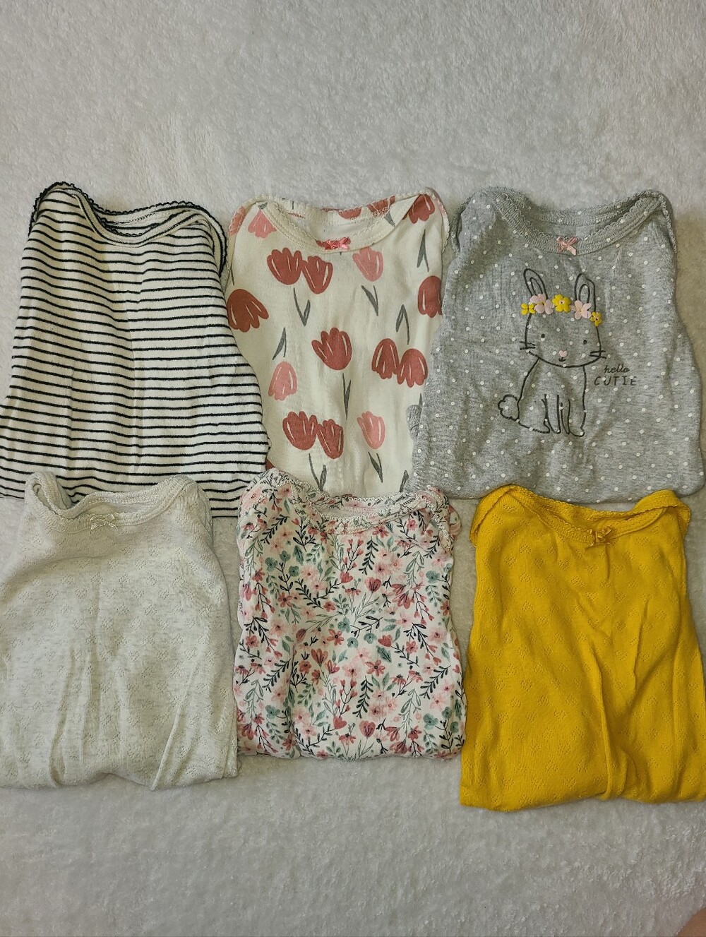 Kids Long Sleeve Onesie Bubdle - Pink Floral, Gray Bunny, Yellow & More